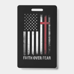 Crachá Christian EUA Flag American Cristo Faith Over F