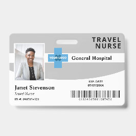 Crachá Cinza Adiciona o logotipo Hospital ID de foto do f