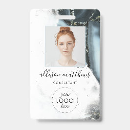 Crachá Cinza Azul Gelo Fundo do Mármaco Negro