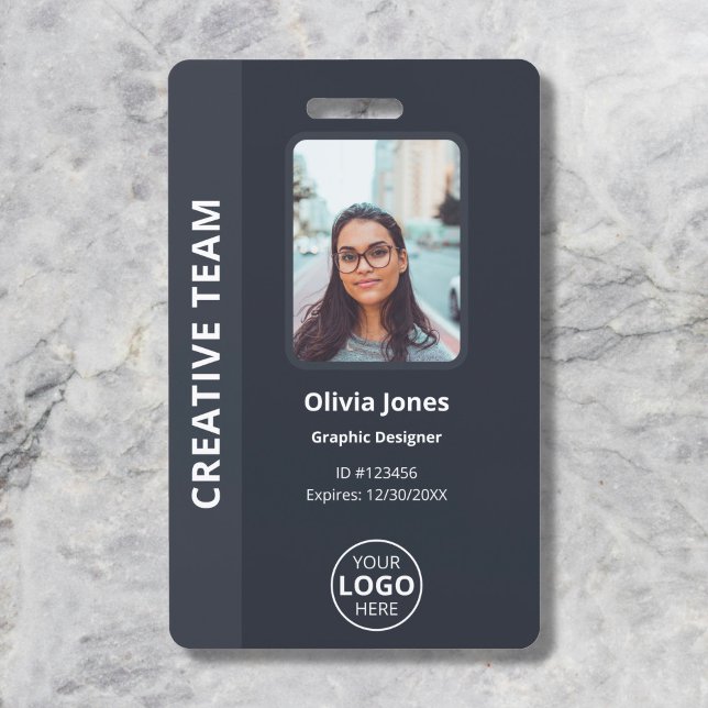 Crachá Cinza de Código QR de ID de Foto do Funcionário da (Criador carregado)