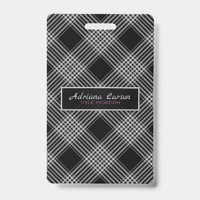 Crachá Cinza e Xadrez Preta (Front)