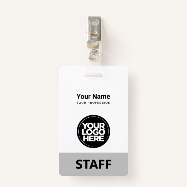 Crachá Cinza mínima Nome do funcionário Etiqueta do Funci (Frente com Clipe)