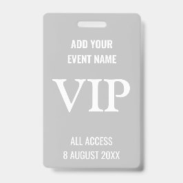 Crachá Cinza muito importante do Festival de Música VIP