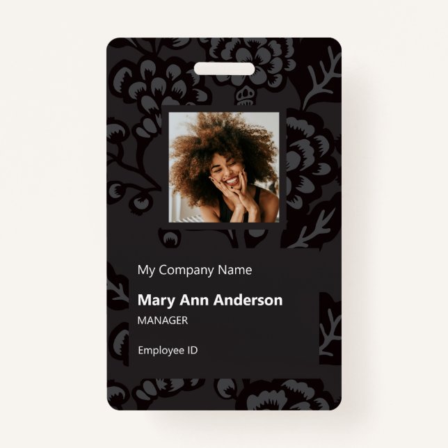 Crachá Cinzas e Padrão Floral Negro Vibrante e Negrito (Frente)