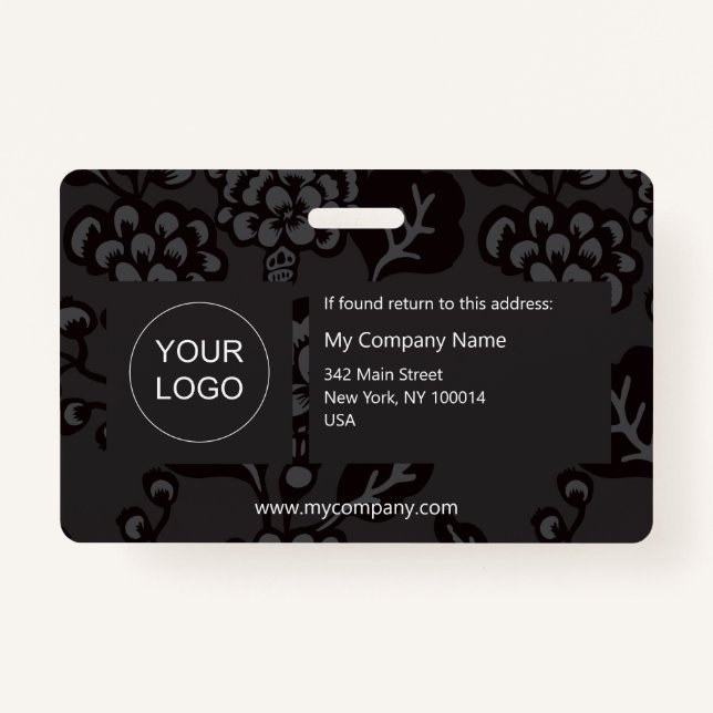 Crachá Cinzas e Padrão Floral Negro Vibrante e Negrito (Verso)