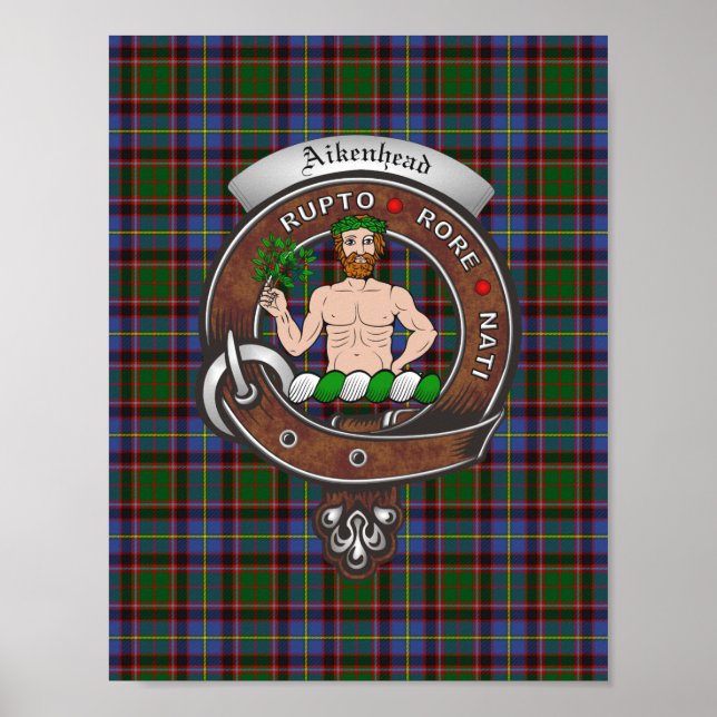 Crachá Clan Aikenhead e Poster Tartan 8,5x11 (Frente)