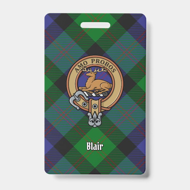 Crachá Clan Blair Crest sobre Tartan (Front)
