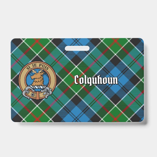 Crachá Clan Colquhoun Crest sobre Tartan (Frente)