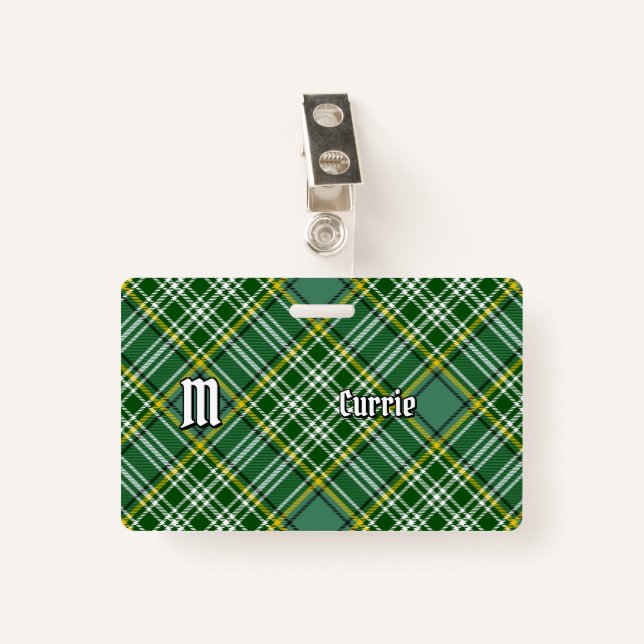 Crachá Clan Currie Tartan (Frente com Clipe)