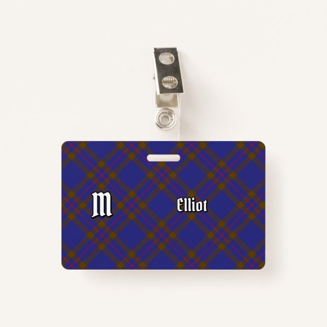 Crachá Clan Elliot Modern Tartan (Frente com Clipe)