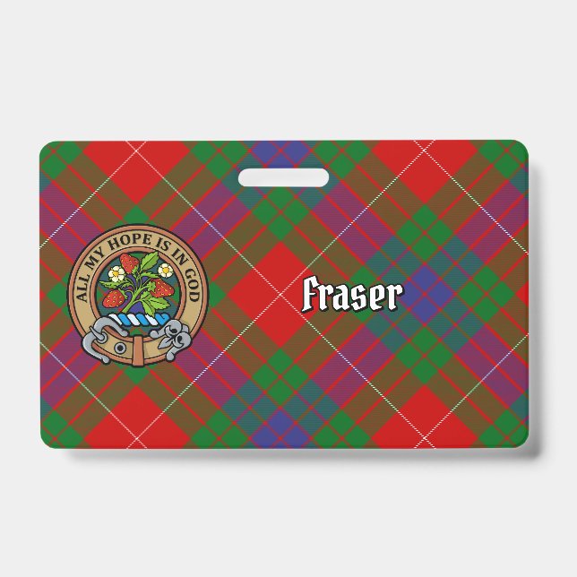 Crachá Clan Fraser Crest sobre Tartan (Frente)