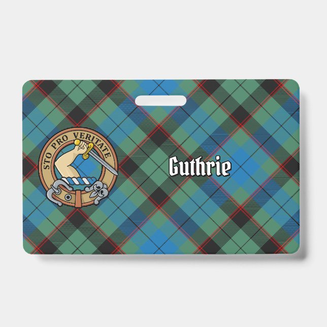 Crachá Clan Guthrie Crest sobre Tartan (Frente)