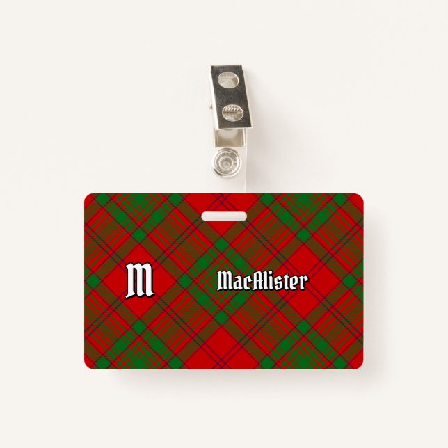 Crachá Clan MacAlister de Glenbarr Tartan (Frente com Clipe)