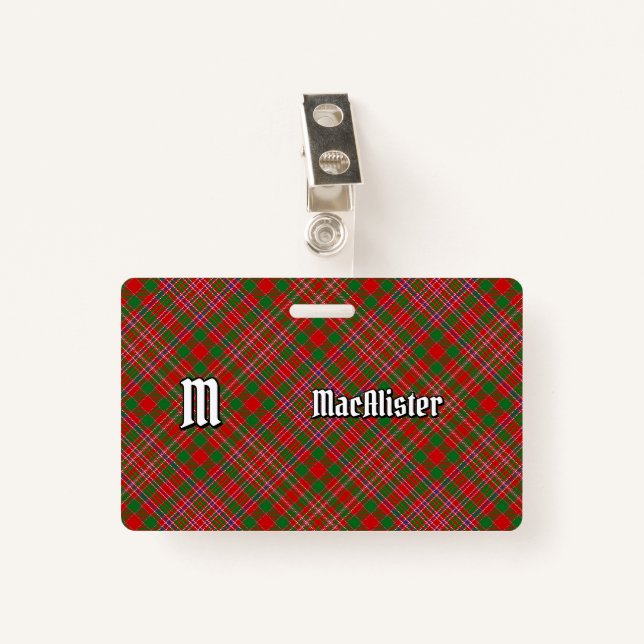 Crachá Clan MacAlister Tartan (Frente com Clipe)