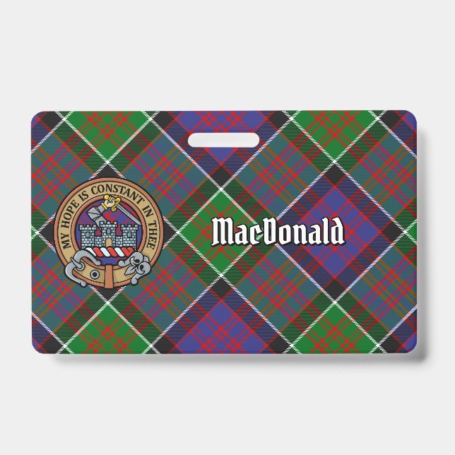 Crachá Clan MacDonald do Clanranald Crest sobre Tartan (Frente)