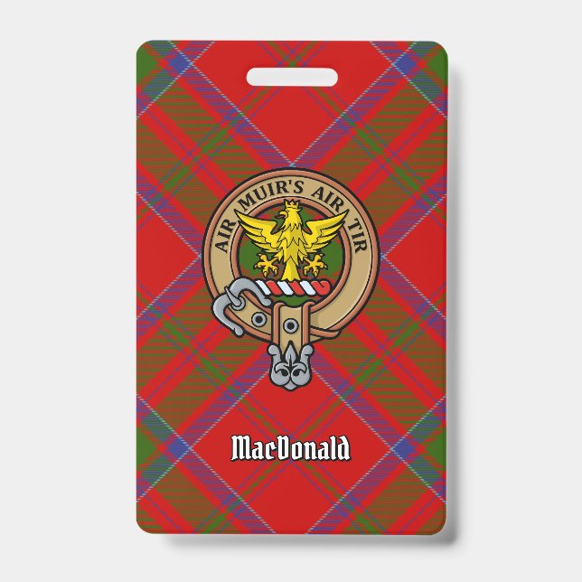 Crachá Clan MacDonald do Keppoch Crest sobre Tartan (Frente)