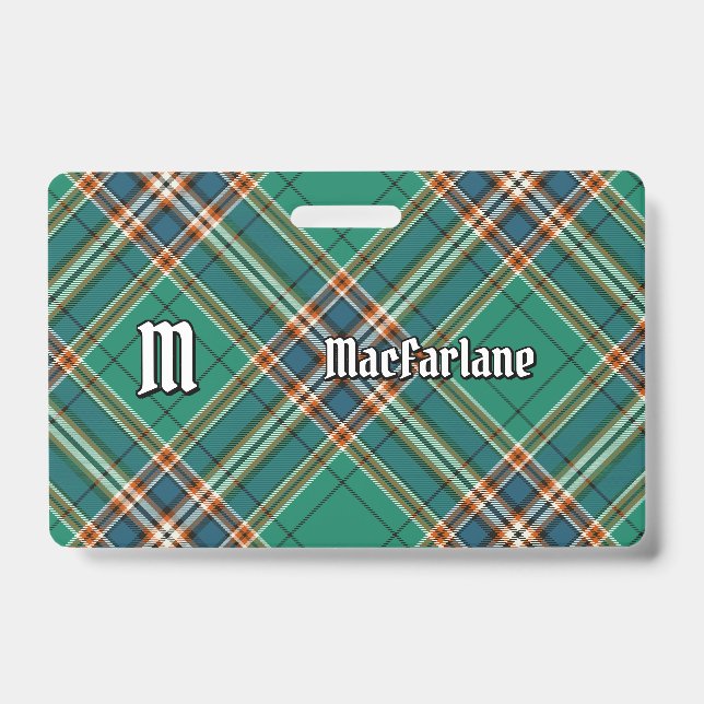 Crachá Clan MacFarlane Caça Antigo Tartan (Frente)
