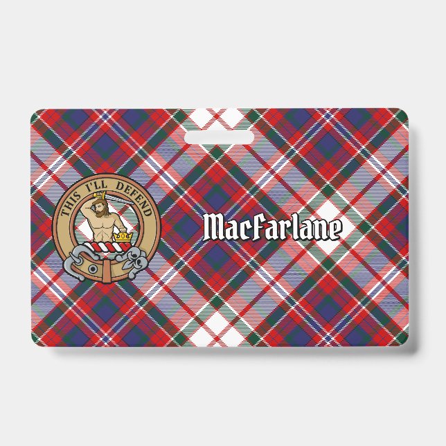 Crachá Clan MacFarlane Crest sobre o vestido Tartan (Frente)