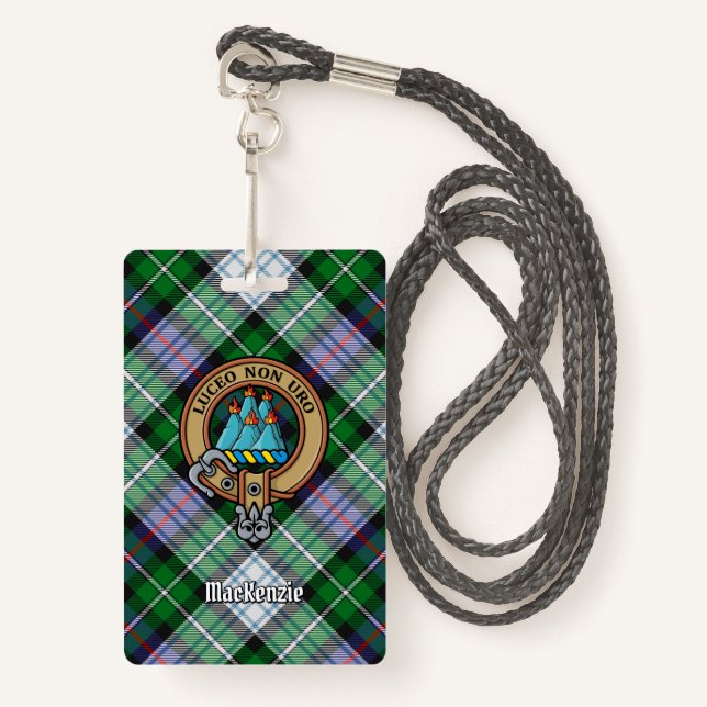 Crachá Clan MacKenzie Crest over Dress Tartan (Frente com cordão)