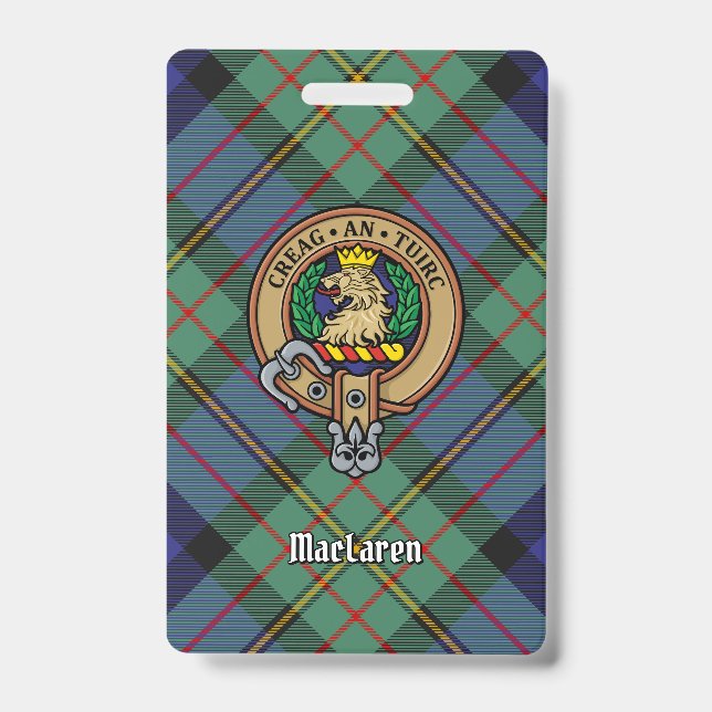 Crachá Clan MacLaren Crest sobre Tartan (Frente)