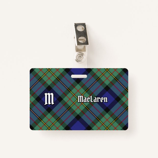 Crachá Clan MacLaren Tartan (Frente com Clipe)