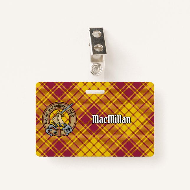 Crachá Clan MacMillan Crest over Dress Tartan (Frente com Clipe)