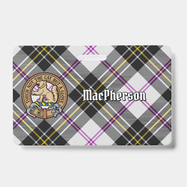 Crachá Clan MacPherson Crest sobre o Vestido Tartan (Frente)