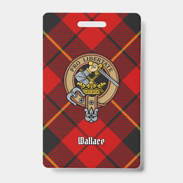 Crachá Clan Wallace Crest sobre Tartan (Frente)