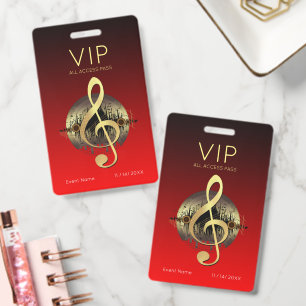 Crachá Clave de Sol Triplo Dourado VIP Acesso Total Gradi