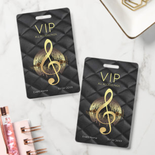 Crachá Clave de Sol Triplo em Ouro VIP Acesso Total Luxo 