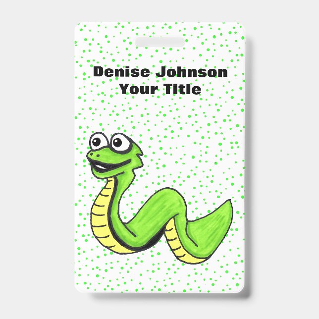 Crachá Cobra verde neon grandes Bolinhas de olhos (Front)