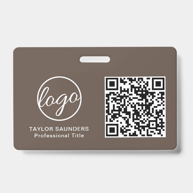 Crachá Códido QR de Identificação de Funcionário Marrom S (Frente)