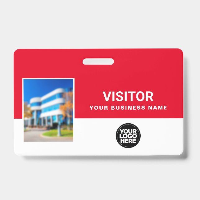 Crachá Código de barras de foto de visitante de negócios  (Frente)