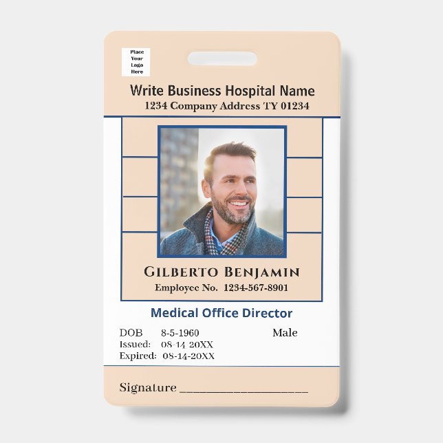 Crachá Código de barras de identificação de ID personaliz (Frente)