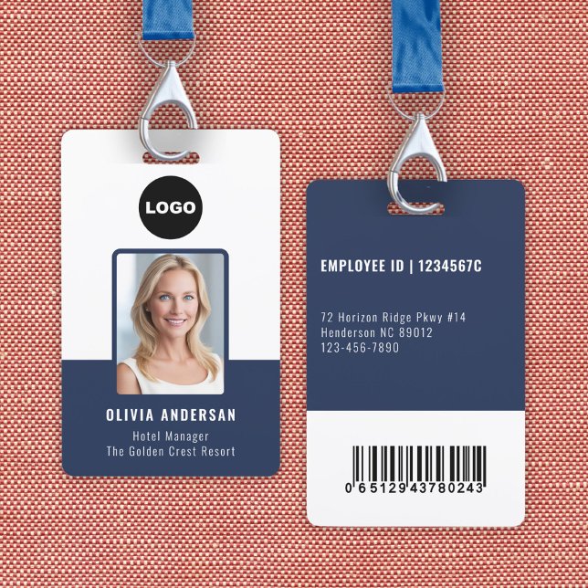 Crachá Código de barras do ID da foto da equipe do hospit (Navy Employee Photo ID Bar Code Company Security Badge)