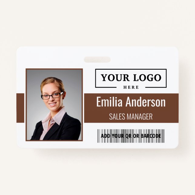 Crachá Código de barras do logotipo comercial personaliza (Frente)