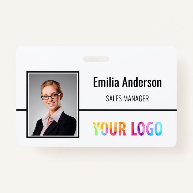 Crachá Código de barras do logotipo comercial personaliza (Frente)