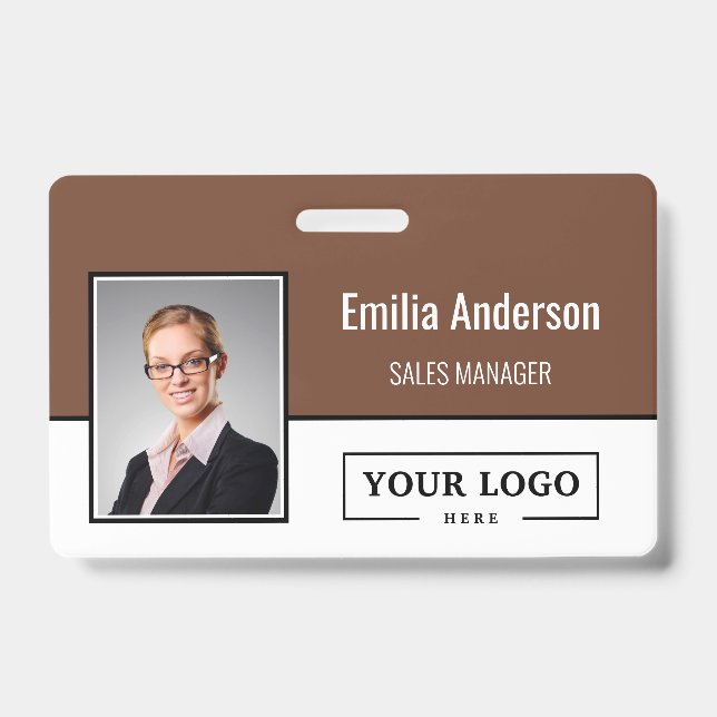 Crachá Código de barras do logotipo comercial personaliza (Frente)