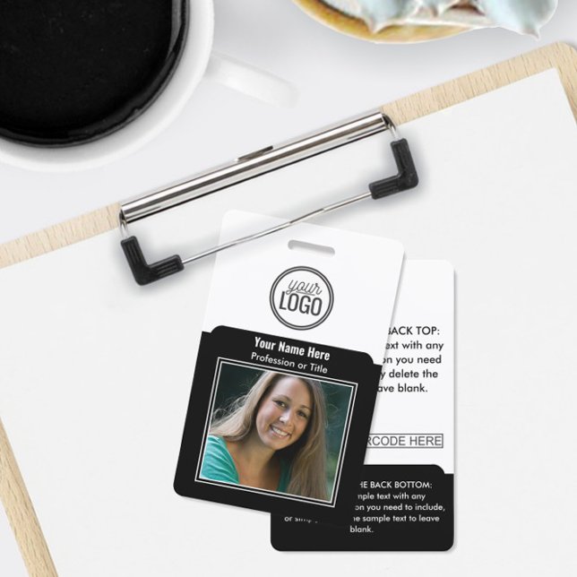 Crachá Código de barras do logotipo profissional - preto (Criador carregado)