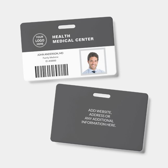 Crachá Código de Barras ID Clínica Médica de Saúde Doutor (Frente e verso)