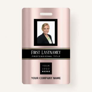 Crachá Código de barras ID de foto placa Rosa vertical VI