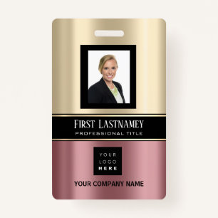 Crachá Código de barras ID do nome de foto placa Rosa ver