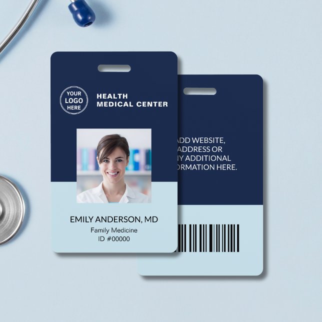 Crachá Código de barras ID Hospital Clínica Médico Funcio (Bar Code ID Hospital Clinic Doctor Employee Badge)