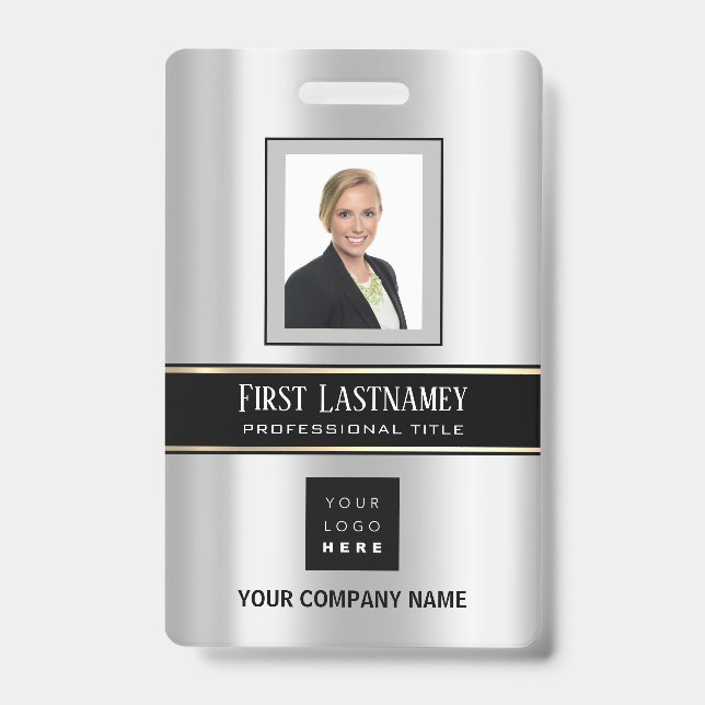 Crachá Código de barras Nome de foto ID da placa de metal (Frente)