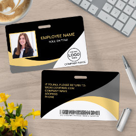 Crachá Código de Barras Preto do Funcionário Corporativo 