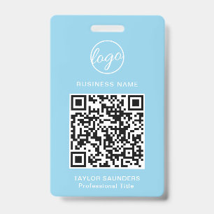 Crachá Código de Identificação de Funcionário QR Code Azu