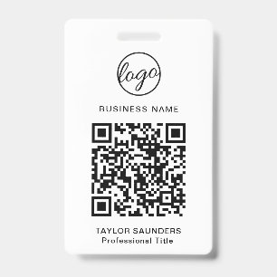 Crachá Código de Identificação de Funcionário QR em Preto