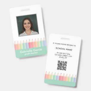 Crachá Código QR Colorido Personalizado ID de Professor E