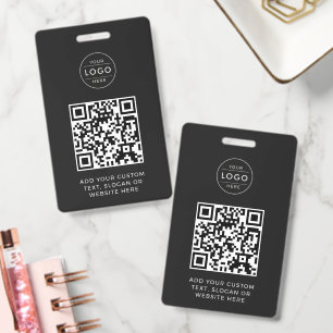 Crachá Código QR de Carvão Moderno com Logotipo de Empres