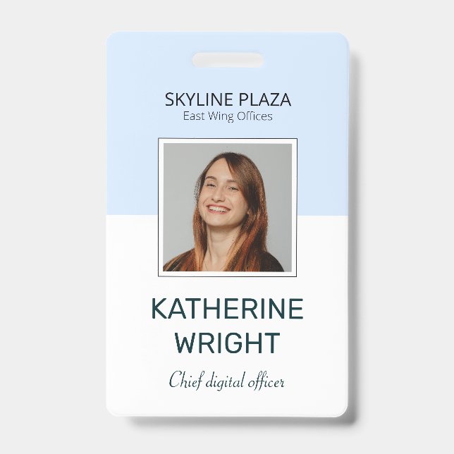 Crachá Código QR de foto de funcionário personalizado ID  (Frente)